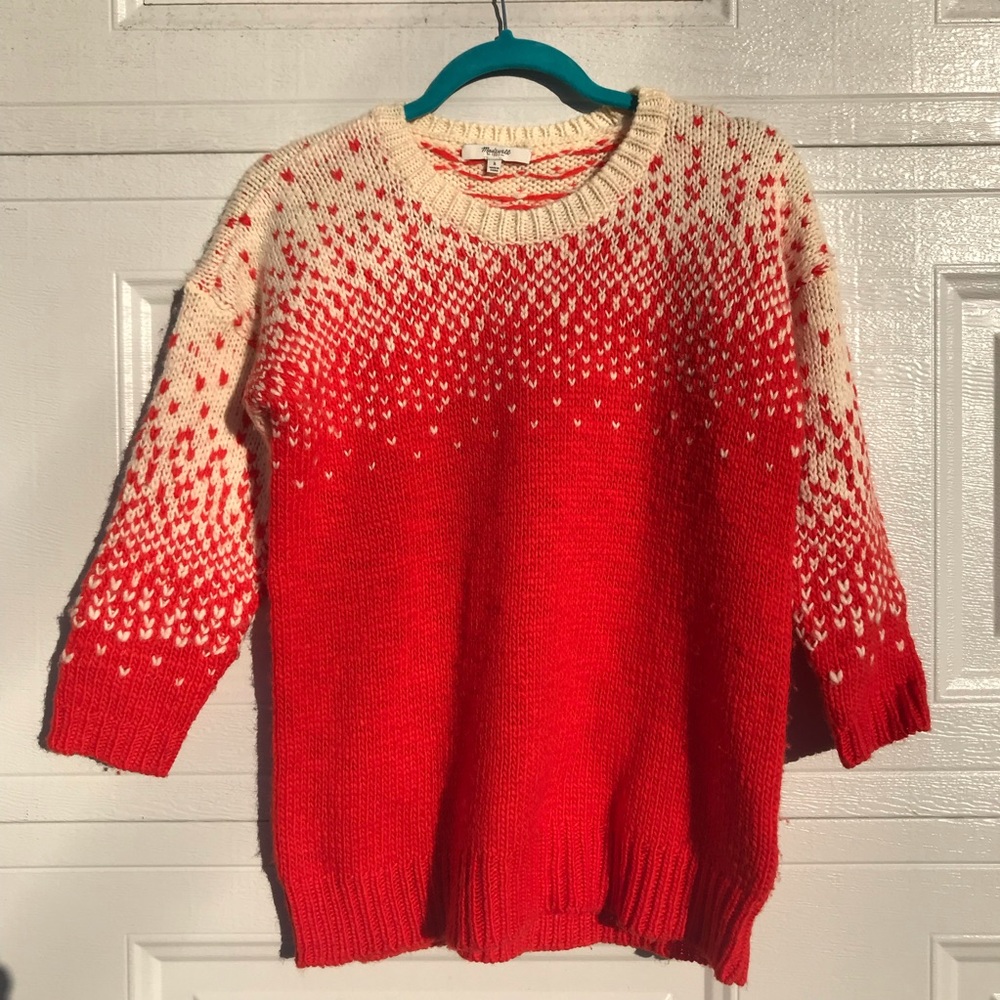 MADEWELL driftstitch orange cream knit sweater